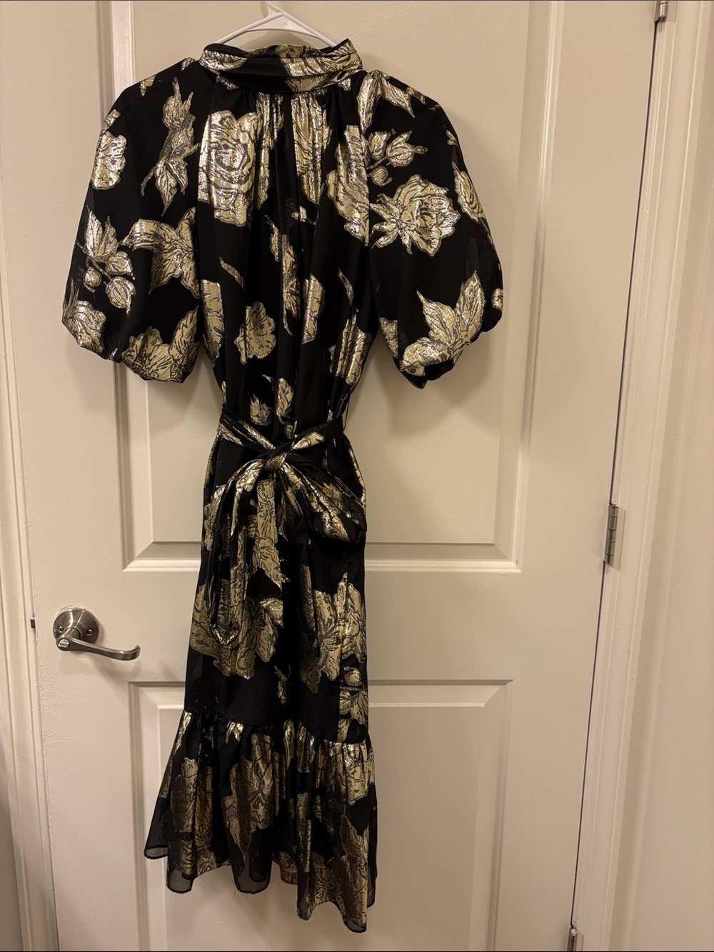 Alex Marie Black Midi Dress with Gold Floral